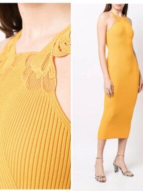 Elegant Yellow Halter Mini Dress